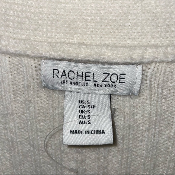 Rachel Zoe Academia Argyle Preppy Cardigan Sweater Size S Neutral Long Sleeve - Picture 3 of 12